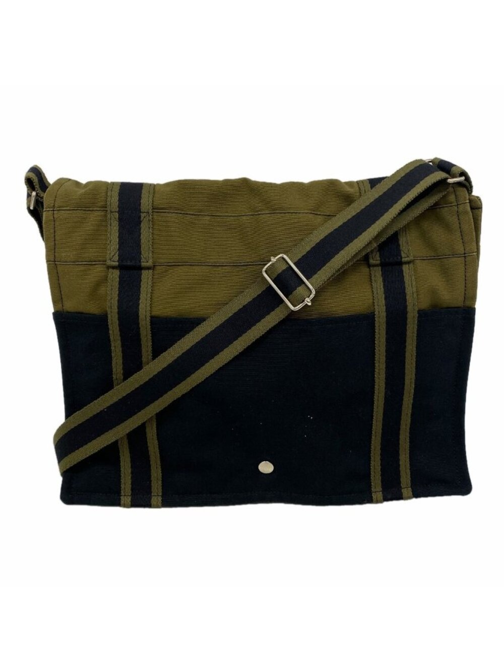 Hermes Shoulder Bag Fourre Tout Besace MM Canvas Black Khaki Silver